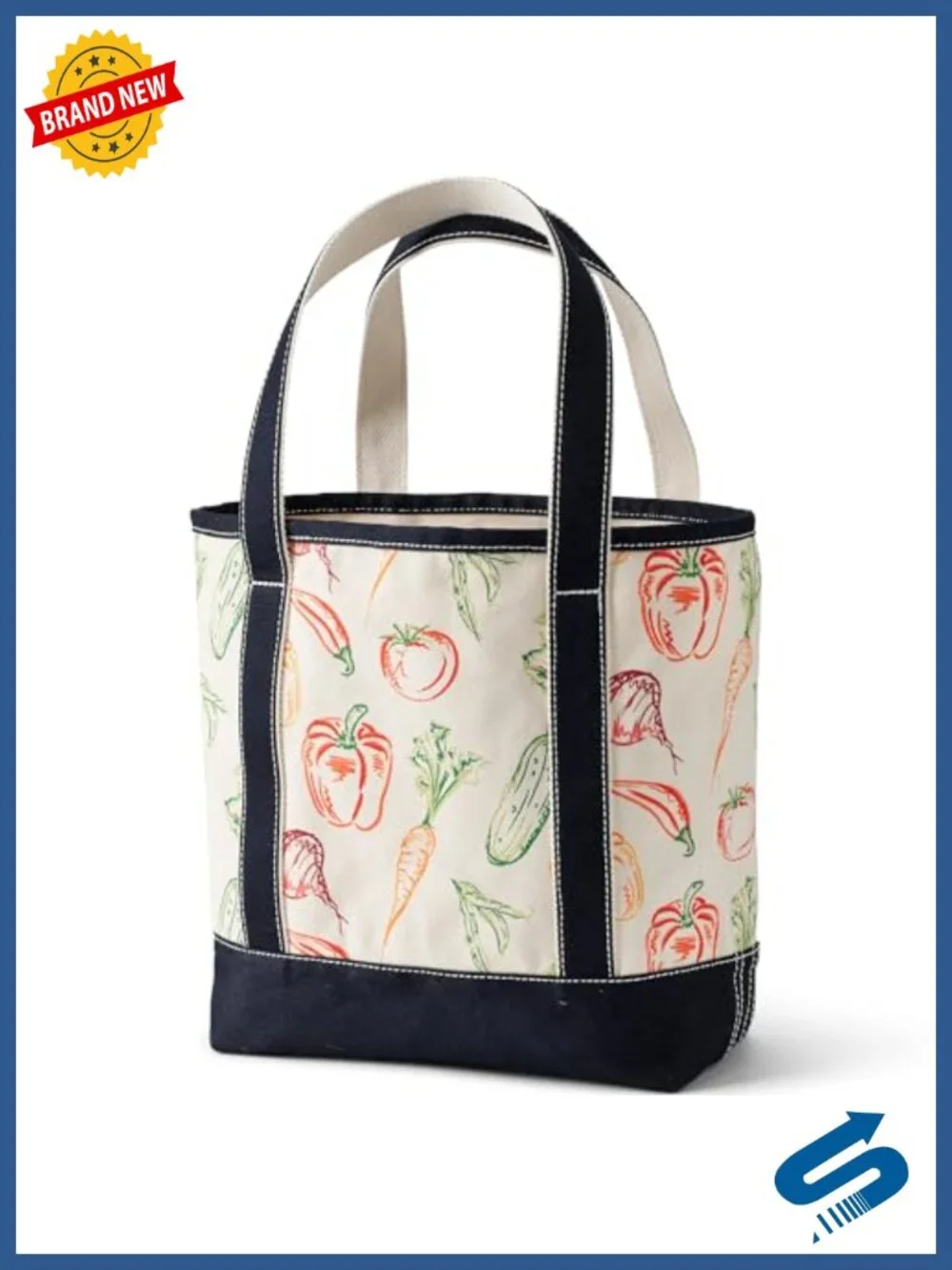 Lands' End Open Top Canvas Tote Bag Heavyweight 100% Cotton Structured Base 5